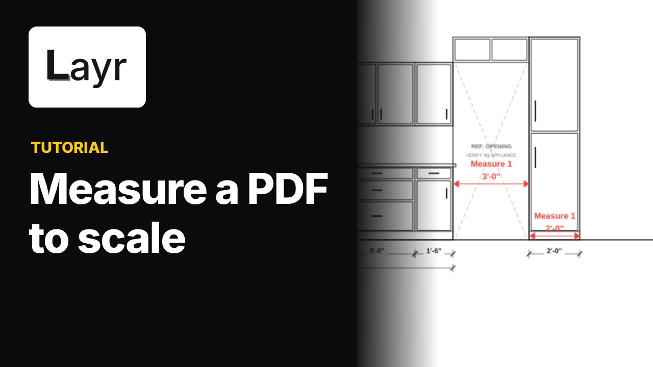 Measure a PDF to scale: LayrPDF tutorial showing the calibration window and a sample drawing